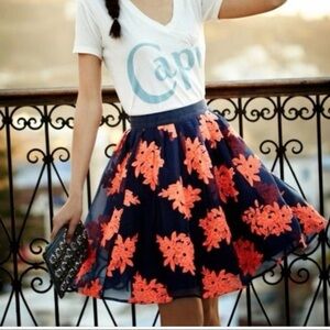 NWT Anthropologie Maeve Pome Blossom Floral Embroidered Tulle Skirt 2 $188